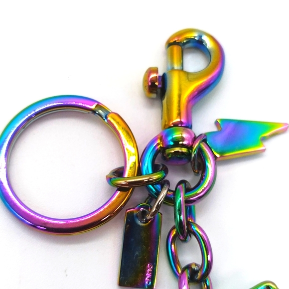 Coach 54993 Anodized TRex T-Rex Rexy Bag Charm Key Fob OIL SLICK Hologram NWOT - Picture 7 of 8